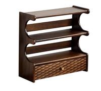 GLigeT Solid Wood Desktop Cup Holder Multi-Layer Pull-Out Drawer Display Tea Set Kitchen