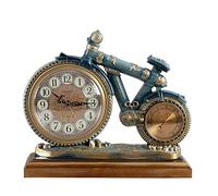 GLigeT Table Clock New Chinese Pendulum Tabletop Clock Vintage Resin Creative Mute Desk Clock Shelf Decor Desk Clock(Blue)