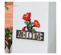 GLigeT Welcome Porch Sign Welcome Sign Wall Mount Vintage Cast Iron rose Wall Decor, Welcome Tag Metal Art House Plaque Garden Bar Cafe Store Gate Door Sign Welcome Sign