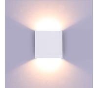 Glighone Dimmbar Wandlampe LED, 10W Weiß Aluminum Modern LED Wandleuchte Innen Licht Up Down Wandlicht für Wohnzimmer, Schlafzimmer, Flur, Balkon, Treppen, Warmweiß 3000K