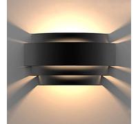 Glighone LED Wall Lights Indoor Up Down Wall Lamp Modern Wall Sconce Lighting Black Uplighter Downlighter for Living Room Bedroom Corridor Hallway, Warm White (Bulb Include)