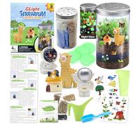 GLight Terrarium Kit for Kids - Glow in The Dark DIY STEM Science Garden Craft with Plants, Figurines & Rocks - Educational Craft and Christian Gift Journey with God