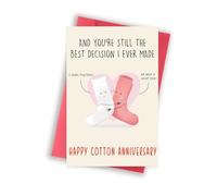GlightG Happy 2nd Anniversary Card Gifts for Him Her, Funny 2nd Wedding Anniversary card for Women Men, Cotton Anniversary Greeting Card for Husband Wife, Cute 2 Year Anniversary Cards Decorations
