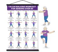 GLIHCTP Tai Chi Chair Workout Chart,Standing & Walking Flow Poster for Beginners - Instructional Wall Art for Balance & Flexibility (16 x 24 inches)