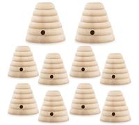 GlikCeil 10 Pcs Wood Bee Hive Decor Unfinished Wood Threaded Honeycomb Farmhouse Tiered Tray Decor Mini Beehive Model Bee Garden Decorations for DIY Table Shelf Sitter Party Craft, 1.8 x 1.9 Inch