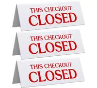 GlikCeil 3 Pcs Checkout Closed Desk Sign 11 x 4 Inch Engraved Acrylic Tabletop Retail Counter Checkout Sign Double Sided for Offices, Shops, Banks, Stores, Dmv, Retail Business, Red White
