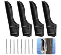 GlikCeil 4 Pack Black Dock Piling Line Holder Hook with 8 Mounting Screws, Dock Line and Boat Hook Holder, Store Boat Lines & Rope