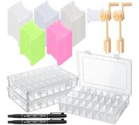 GlikCeil 507 Pcs Floss Bobbins Kit Plastic Floss Bobbin with Embroidery Floss Winder 24 Grid Thread Storage Box Tools Twin Tip Permanent Marker Embroidery Floss Organizer Cross Stitch Thread Organizer