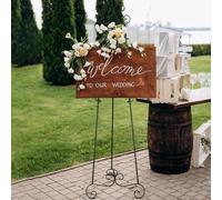 GlikCeil 57" H Black Metal Scroll Easel Stand for Display Wedding Sign Poster Adjustable Portable Art Easels Poster Easel with Chain Support for Showcasing Pictures Artwork Coffee Exhibition Canvas