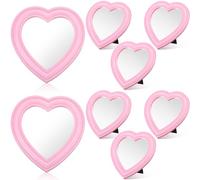 GlikCeil 8 Pcs Spa Party Supplies 8 Heart Shaped Mirror Pink for Sleepover Party Favors Makeup Mirror for Spa Slumber Birthday Favor