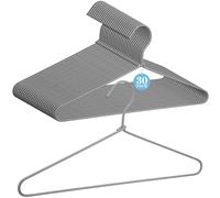 GlikCeil Fabric Wrapped Metal Hangers Covered Wire Hanger Metal Coat Hangers Non Slip for Clothes Closet Clothing Suit Shirt Pant(Black and White Stripe,30 Pcs)