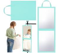 GlikCeil Foldable Portable Full Length Mirror with Handle for Dance Backstage Camping Travel Hanging Folding Makeup Body Mirror for Dancers Artists Aestheticians Home Spa(Mint Green,33.5" X 13.4")