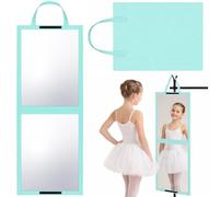 GlikCeil Foldable Portable Full Length Mirror with Handle for Dance Backstage Camping Travel Hanging Folding Makeup Body Mirror for Dancers Artists Aestheticians Home Spa(Mint Green,33.5" X 13.4")