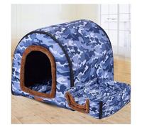 GLikur Extra Large Pet House Dog Bed with Roof XL,Labrador Calming Cave Medium Washable Orthopedic Cushion Wicker Heated Pad Anti Anxiety Chew Jumbo Small Tent Tough(Camouflage,XXXL:105X80X72CM)