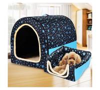 GLikur Extra Large Pet House Dog Bed with Roof XL,Labrador Calming Cave Medium Washable Orthopedic Cushion Wicker Heated Pad Anti Anxiety Chew Jumbo Small Tent Tough(Blue stars,XXXL:105X80X72CM)