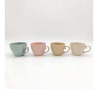 Glim & Glam Ceramic Coffee Mugs 4ps 15oz Large Tea Cups Assorted Colours Scrolled Glim & Glam Multicolor