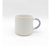 Glim & Glam Ceramic Coffee Tea Mug 13oz Ribbing Textured Grey Painted Handle x2