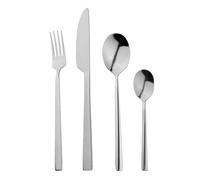 Glim & Glam Cutlery Sets Stainless Steel Slim Spoon Fork 16 Piece Set in Silver Glim & Glam Silver