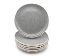 Glim&Glam Dessert Salad Side Plates Dinnerware Set, Grey, 8.3", 4 Piece | Stoneware, Reactive Glaze