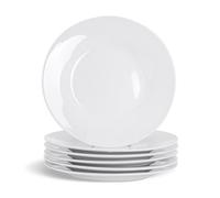 Glim & Glam Dessert Side Plates Set Porcelain White Rim 6Pc Set