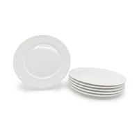 Glim & Glam Dinner Plate 4pc Set Porcelain White Embossed Floral Dot 27cm Glim & Glam White
