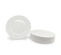 Glim & Glam Dinner Plate 4pc Set Porcelain White Embossed Floral Rim 27cm