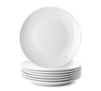 Glim & Glam Dinner Plates Porcelain 6 Piece Set Coupe 10.5" in White Glim & Glam White