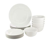 Glim & Glam Dinner Set 18 Piece Crockery Plates Bowls Set in White Glim & Glam White