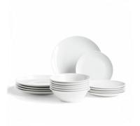 Glim & Glam Dinner Set 18 Piece White Porcelain Dinnerware Coupe