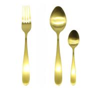 Glim & Glam Fork Spoon Set Stainless Steel Flatware 12Pc Set Brushed Gold Light Free Gift
