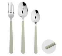 Glim & Glam Fork Spoon Set Stainless Steel Flatware 12Pc Set Olive Green Abs Handle Free Gift