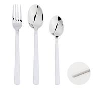 Glim & Glam Fork Spoon Set Stainless Steel Flatware 24Pc Set White Abs Handle Free Gift
