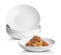 Glim&Glam Pasta Bowls Salad Serving Plates White Porcelain Bowl Set 9" (12)