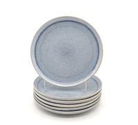 Glim & Glam Reactive Ash Blue Glaze Dinnerware Dinner Plate 6pc Set 26.5cm in Mid Blue Glim & Glam Mid Blue
