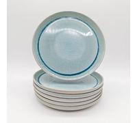 Glim & Glam Reactive Blue Glaze Dinnerware Dinner Plate 4pc Set 27cm in Aqua Glim & Glam Aqua