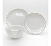 Glim & Glam Reactive Cream Glaze Dinner Set Plates Bowls 18Pc Set