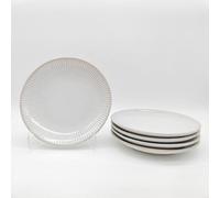 Glim & Glam Reactive Cream Glaze Dinnerware Dessert Plate 6Pc Set 20.5Cm