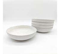 Glim & Glam Reactive Cream Glaze Dinnerware Pasta Bowl 6Pc Set 21.5Cm
