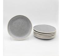 Glim & Glam Reactive Grey Glaze Dinnerware Nordic Pebble 6 Side Dessert Plates Set 8.3" Glim & Glam Grey