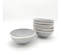 Glim & Glam Reactive Grey Stoneware Dinnerware Set Nordic Pebble 4 Cereal Bowls 16.5Cm