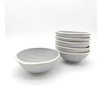 Glim & Glam Reactive Grey Stoneware Dinnerware Set Nordic Pebble 6 Cereal Bowls 6.5"