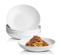 Glim & Glam Salad Pasta Bowl 9” White Serving Soup Bowl Set Porcelain 6pcs - White - Porcelain