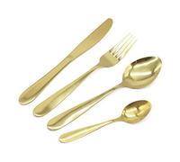 Glim&Glam Stainless Steel Cutlery Sets 16piece Set Gold Light Weight Flatware Dinner Tableware Spoons Forks Cutlery (Gold, 16pc Set)