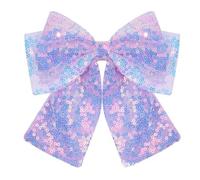 Glimbely Glitter Hair Bow 6 Inch Sequin Bow Clip Sparkly Party Hairpin Hair Accessory for Women and Girls (Purple)