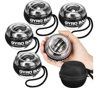 Glimin 4 Pcs Wrist Trainer Ball Auto Start Hand Gyro Ball Wrist Strengthener Self Starting Forearm Exerciser with Bag and Strap for Strengthening Arms Fingers Wrist Training (Black,Without Light)