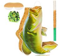 Glimin Fish Piñata with Piñata Stick, Blindfold and Confetti, Fish Shaped Piñata for Go Fishing Party, Fish Birthday Piñata for Kids Animal Theme Birthday Decorations for Birthday Party(Sea Bass)