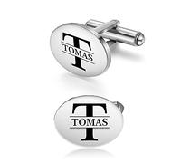 Glimmerday Cufflinks for Men, 1 Pair of Stainless Steel Cufflinks with Personalized Initials, Wedding Cufflinks for Best Man Groom, Valentine's Day Birthday Gift for Husband and Grandpa