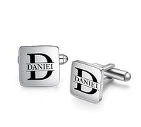 Glimmerday Cufflinks for Men, 1 Pair of Stainless Steel Cufflinks with Personalized Initials, Wedding Cufflinks for Best Man Groom, Valentine's Day Birthday Gift for Husband and Grandpa