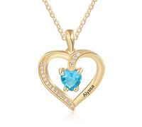 Glimmerday Personalized Engraved Name with Heart Necklace for Girls, Birthstone Necklace Gifts, Personalized Jewelry for Women, Gift for Mother, Grandma