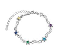 Glimmerday Personalized Infinity Bracelet for Mother's Day, Women's Jewelry Bracelet with Engraved Name and Birthstone, Silver Charm Bracelets (2-7 Names)